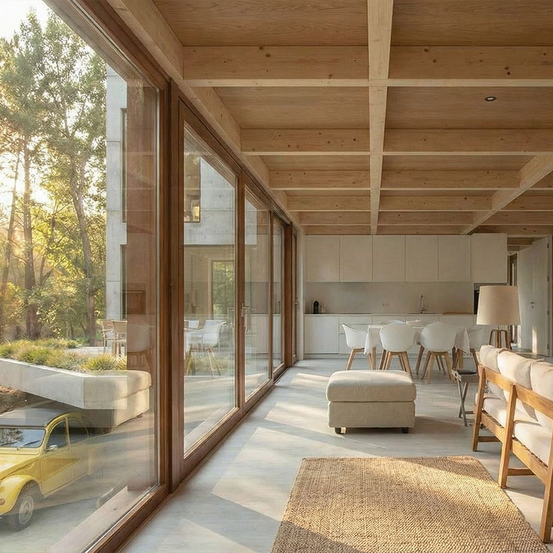 Moderne prefab houten villa met CLT en HSB-principes als referentie voor Nederlandse houtbouwprojecten