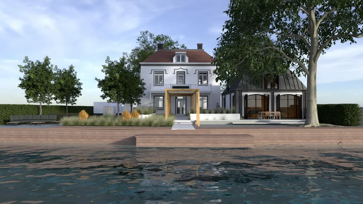 Stalen luiken en houten lamellen geven het koetshuis een verfijnde, eigentijdse geleding