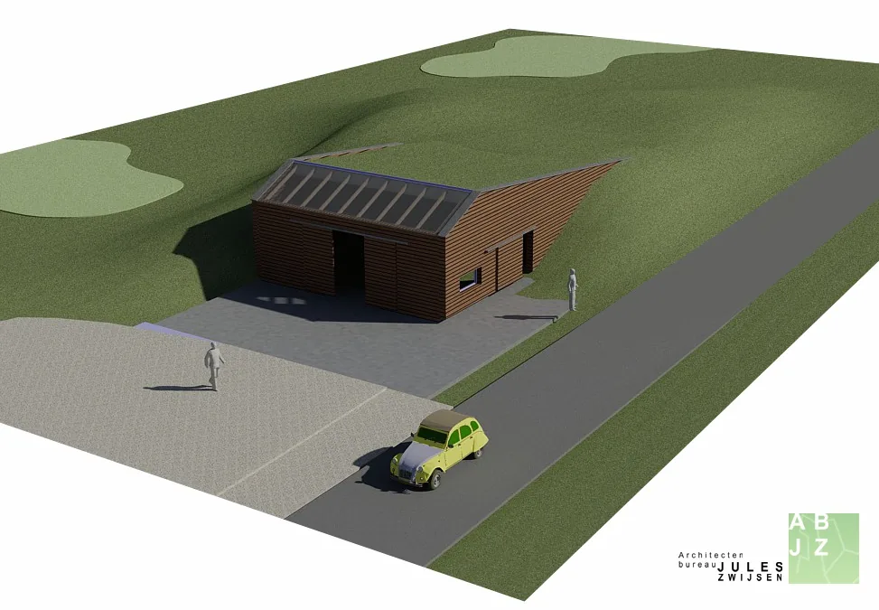 Onderkomen personeel, machines en golf buggy's