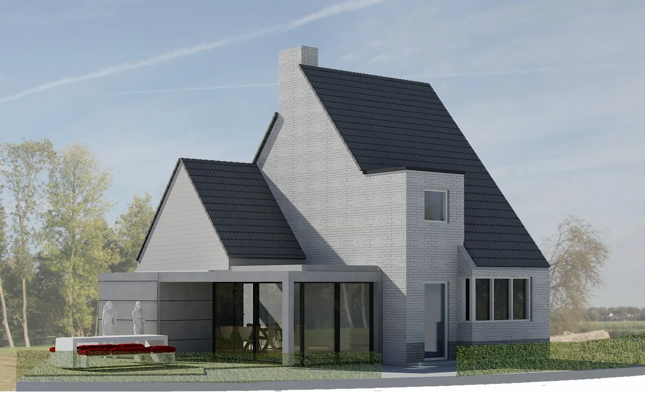 Kleine uitbouw met zinken gevel