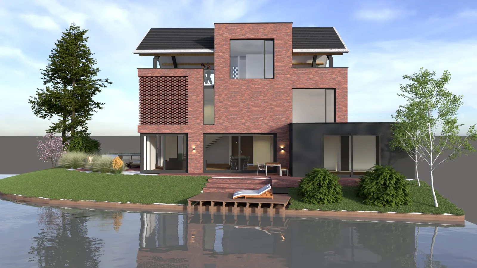 Villa op kavelrand met zicht op het water en ruime glaspartijen