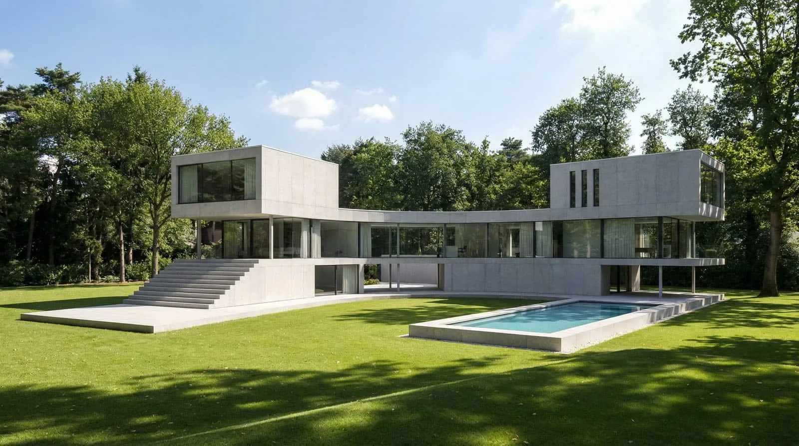 Centrale glasboog organiseert zichtlijnen, daglicht en routing door de woning.