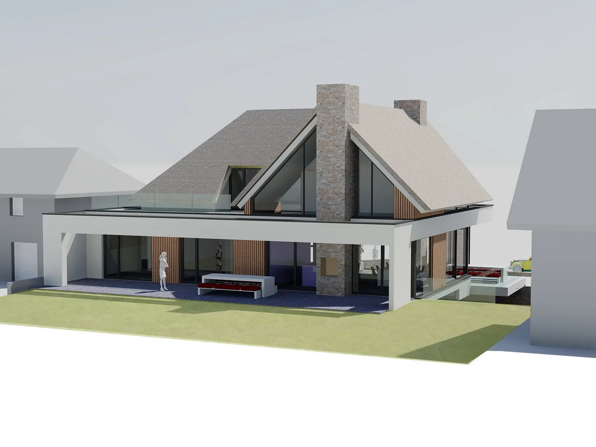 Nieuwe rietkapvilla aan de Zandvoort Boulevard