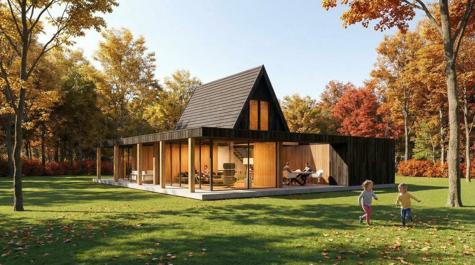 Prefab houten villa met patios