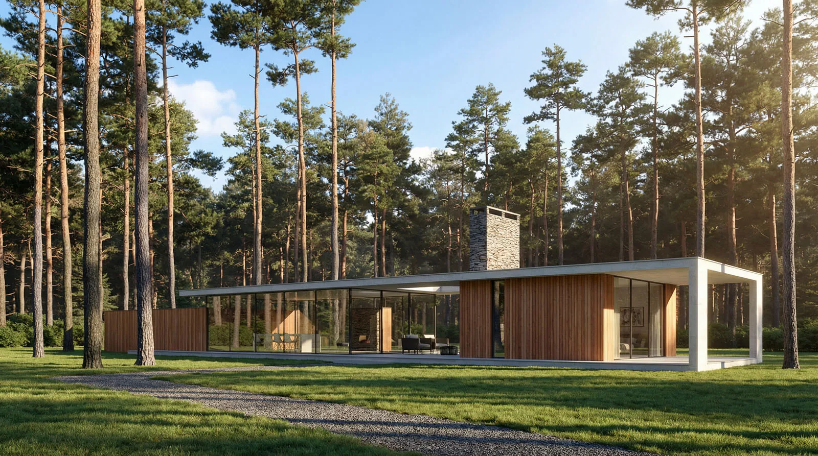 Bosvilla beeld 2 - horizontale belijning en houtaccenten