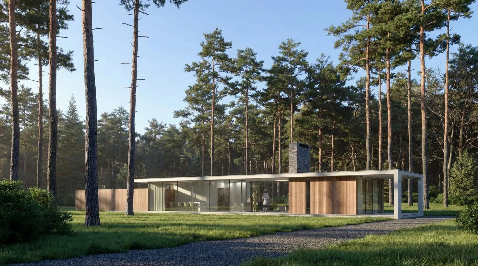 Bosvilla in Rhenen - lage opzet met glas en overstekken voor gefilterd licht