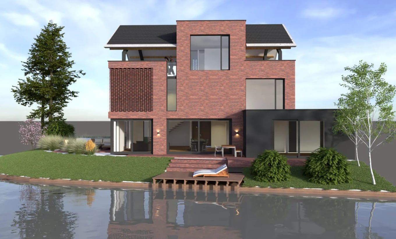 Metselwerkfilter in een villa aan het water